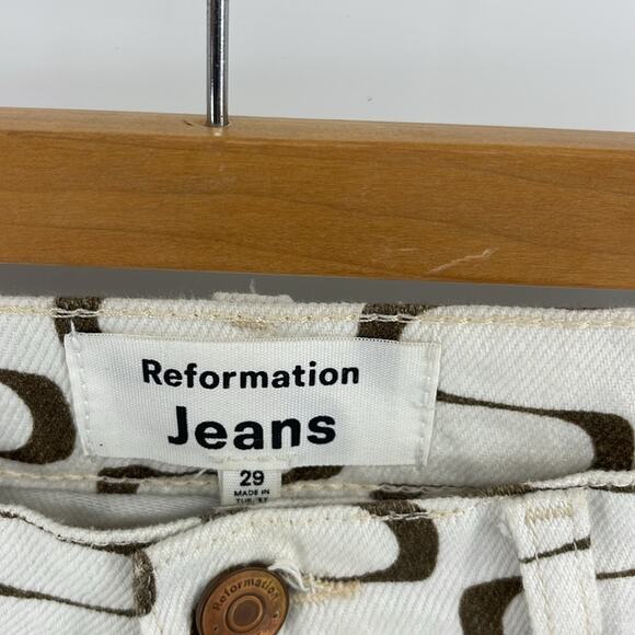 Reformation Jeans mod retro frequency print straight leg loose fit hi rise jeans - Picture 5 of 6